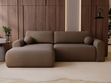 Ecksofa L-Form mit Schlaffunktion und Bettkasten Savana Links Bouclé-Stoff Braun