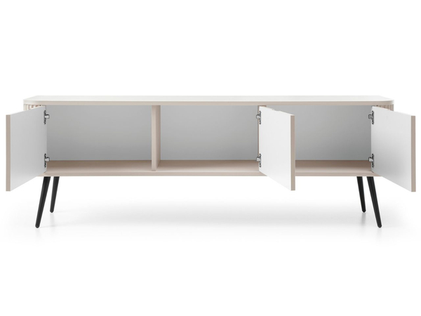 TV-Lowboard mit Türen Viva Beige auf Schwarzen Beinen