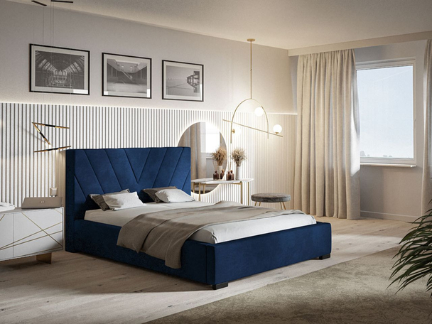 Polsterbett mit Bettkasten und Lattenrost 140x200 Tivoli Dunkelblau