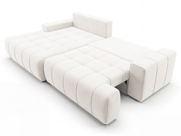 Ecksofa L-Form mit Schlaffunktion und Bettkasten Tulio Links Creme