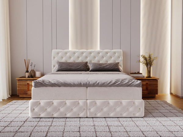 Boxspringbett mit Bettkasten 140x200 Canolo Creme