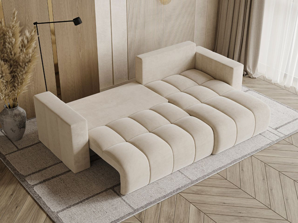Ecksofa L-Form mit Schlaffunktion und Bettkasten Neva Beige