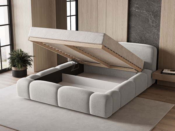 Polsterbett mit Bettkasten und Lattenrost 120x200 Aubi Grau
