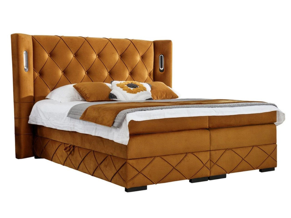 Boxspringbett mit Bettkasten 120x200 Neria Lux Gelb