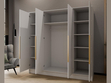 Kleiderschrank 200 cm Perugia Weiß mit goldenen Griffen
