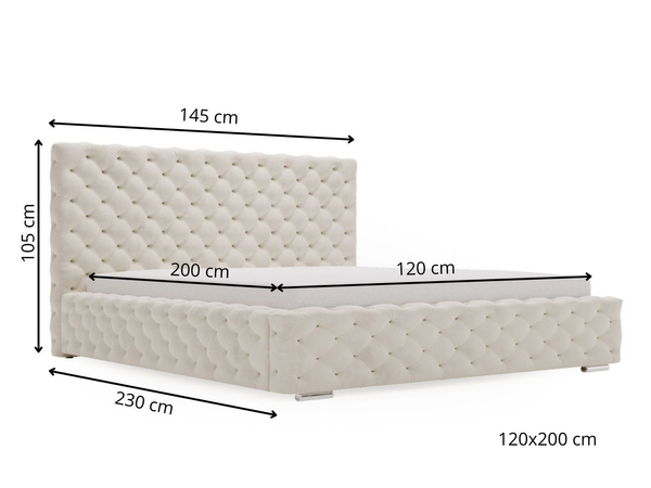 Polsterbett mit Bettkasten und Lattenrost 120x200 Astra Beige