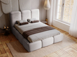 Polsterbett mit Bettkasten und Lattenrost 200x200 Bubble Hellgrau