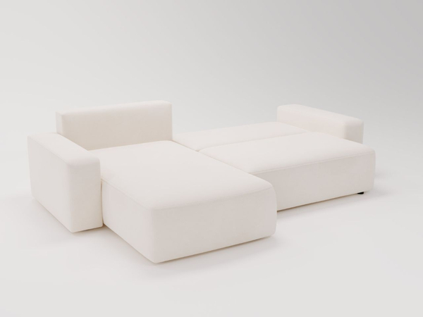 Ecksofa L-Form Links mit Schlaffunktion und Bettkasten Tazones Creme
