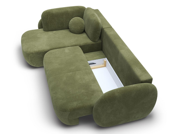 Ecksofa mit Schlaffunktion und Bettkasten Links Carino Grün