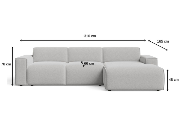 Ecksofa L-Form Rechts Lavia Bouclé-Stoff Hellbeige