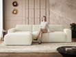 Ecksofa L-Form Links Lavia Bouclé-Stoff Hellbeige