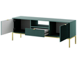 TV-Lowboard mit Schublade und Türen Amber Grün, Gold Frame