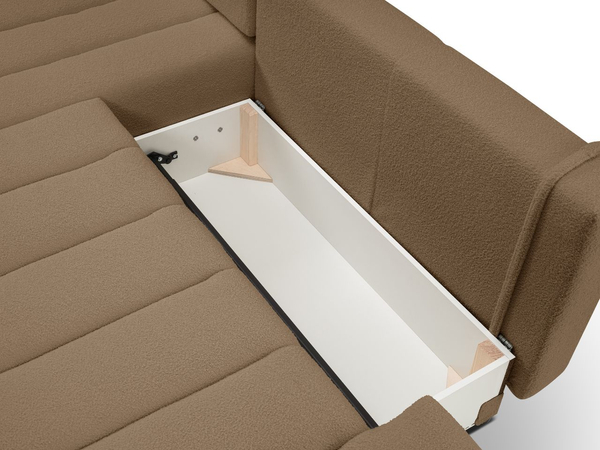 Ecksofa mit Schlaffunktion und Bettkasten Links Adoro Braun