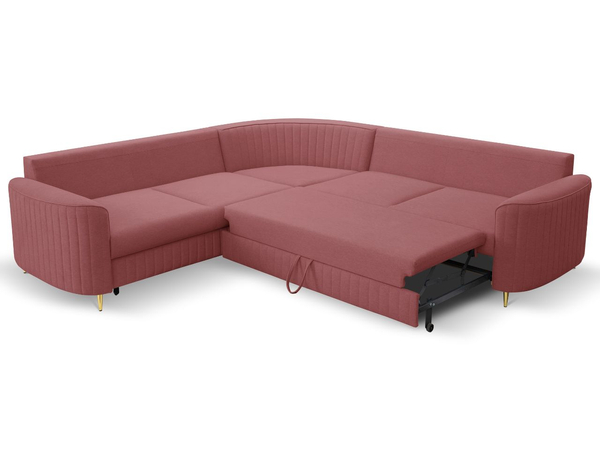 Ecksofa L-Form Rechts mit Schlaffunktion und Bettkasten Limon Rot