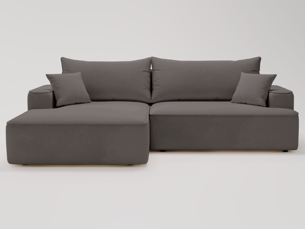 Ecksofa L-Form Links mit Schlaffunktion und Bettkasten California Dunkelgrau