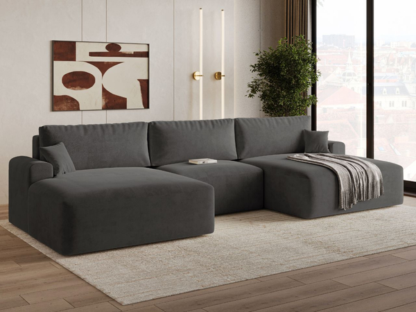 Wohnlandschaft mit Schlaffunktion und Bettkasten Serene Dunkelgrau