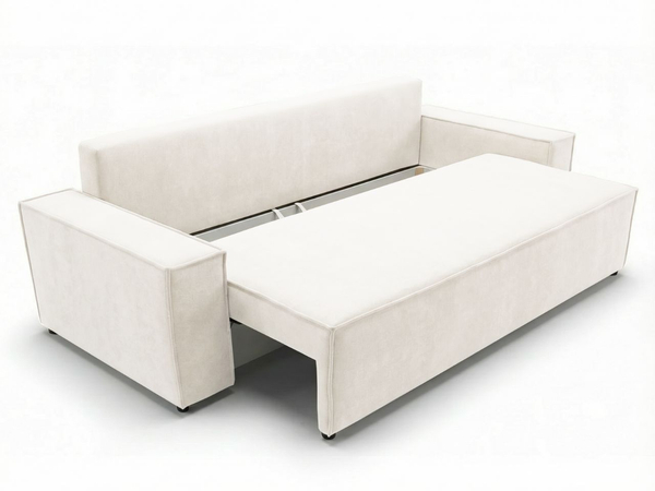 Schlafsofa mit Bettfunktion und Bettkasten Sivra Creme