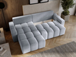 Ecksofa L-Form mit Schlaffunktion und Bettkasten Bresso Hellgrau