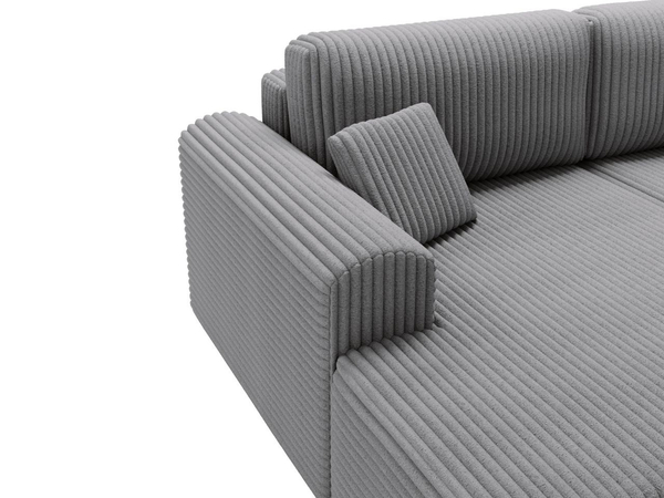 Ecksofa mit Schlaffunktion und Bettkasten Belvio links Dunkelgrau