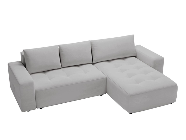Ecksofa L-Form Rechts mit Schlaffunktion und Bettkasten Portland Hellgrau