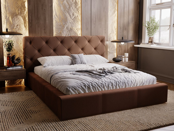 Polsterbett mit Bettkasten und Lattenrost 120x200 Milano Braun