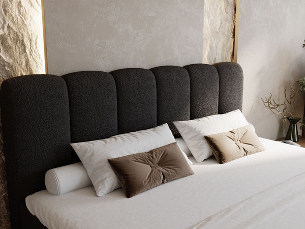 Boxspringbett mit Bettkasten 140x200 Bouclé-Stoff Cloud Schwarz