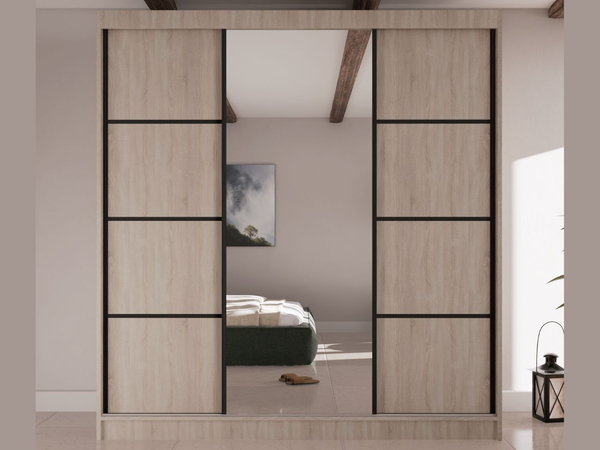 Schiebetürenschrank mit Spiegel 200 cm Vello Eiche Sonoma