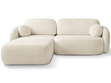 Ecksofa L-Form Links mit Schlaffunktion und Bettkasten Oreo Beige