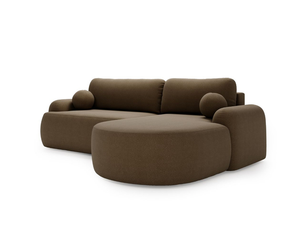 Ecksofa L-Form Rechts mit Schlaffunktion und Bettkasten Aurio Braun