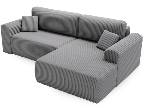 Ecksofa mit Schlaffunktion und Bettkasten Belvio rechts Dunkelgrau
