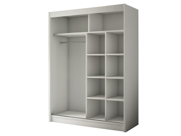 Schiebetürenschrank mit Spiegel und Lamellen 150 cm Loreto Schwarz