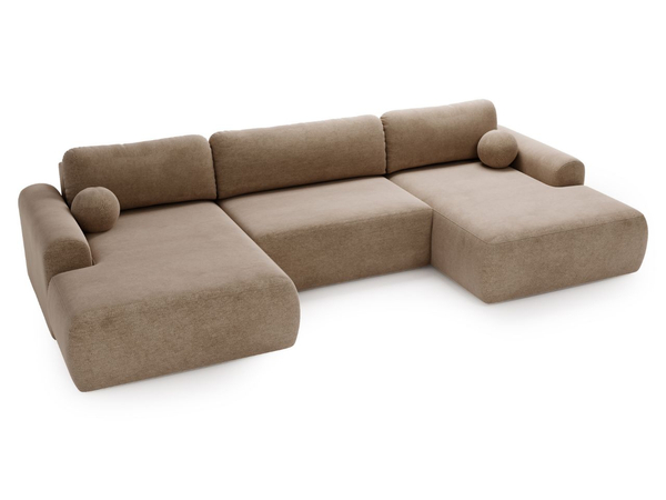 Wohnlandschaft mit Schlaffunktion und Bettkasten Savana Dunkelbeige