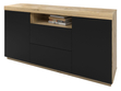 Wohnzimmer-Set – TV-Schrank und Kommode Asumi Schwarz und Eiche Wotan
