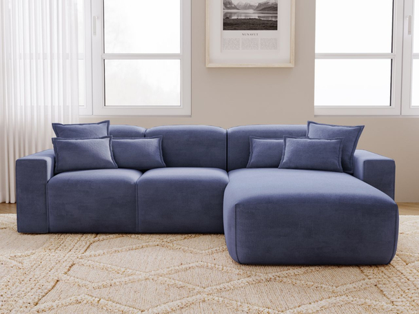 Ecksofa L-Form Rechts Moderne Ecksofa Leni Dunkelblau
