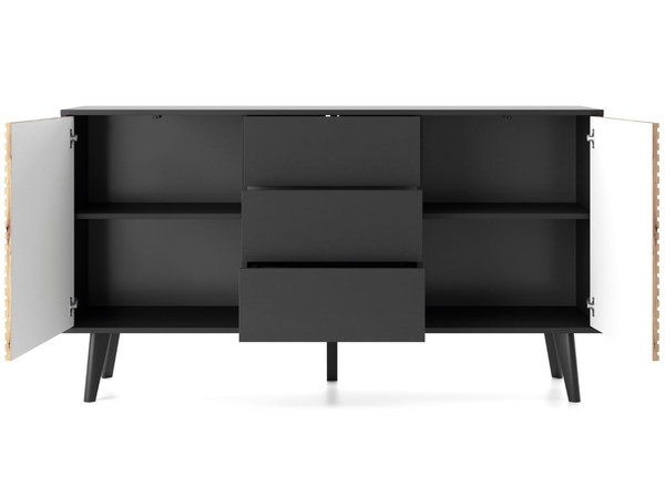Kommode mit Türen und Schubladen Astro Schwarz, Artisan Eiche
