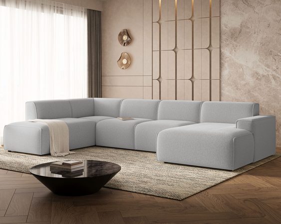 Wohnlandschaft Links Belluno Bouclé-Stoff Grijs