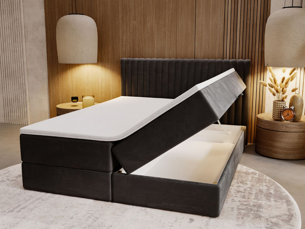 Boxspringbett mit Bettkasten 180x200 Marbella Anthrazit