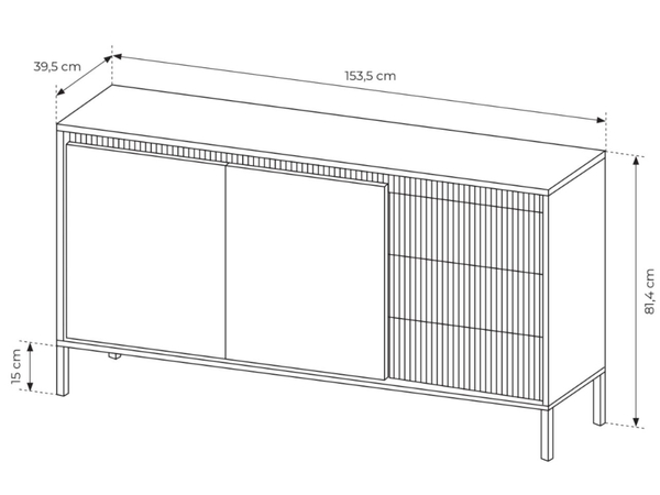 Kommode mit Türen und Schubladen 153 cm Sorano Schwarz