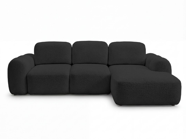 Ecksofa L-Form mit Schlaffunktion und Bettkasten Avelin Rechts Schwarz