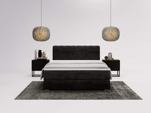 Boxspringbett mit Bettkasten 180x200 Forte Schwarz