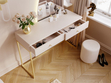 Schminktisch mit Schubladen Belleza Kaschmir Hochglanz Gold Frame