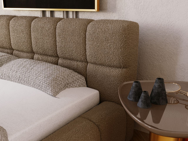 Polsterbett mit Bettkasten und Lattenrost 140x200 Alicante Boucle Braun