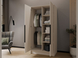 Kleiderschrank mit Spiegel 100 cm Lucca Kaschmir mit schwarzen Griffen