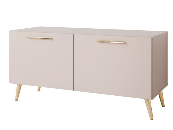 TV-Lowboard mit Türen auf Goldenen Metallbeinen 100 cm Noaé Kaschmir