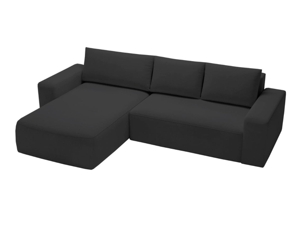 Ecksofa L-Form Links mit Schlaffunktion und Bettkasten Tazones Schwarz