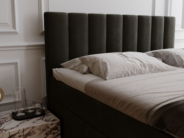 Boxspringbett mit Bettkasten 200x200 Mocca Dunkelgrau