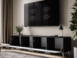 TV-Lowboard mit Türen und LED-Beleuchtung auf Silbernen Metallbeinen 200 cm Noaé Schwarz Hochglanz