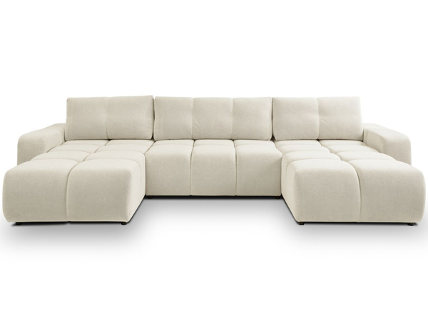 Wohnlandschaft mit Schlaffunktion und Bettkasten Sile U Hellbeige