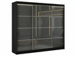 Schiebetürenschrank mit Sprossen 250 cm mit LED-Beleuchtung Ponti Schwarz, Grau