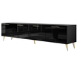 TV-Lowboard mit Türen auf Goldenen Metallbeinen 200 cm Noaé Schwarz Hochglanz